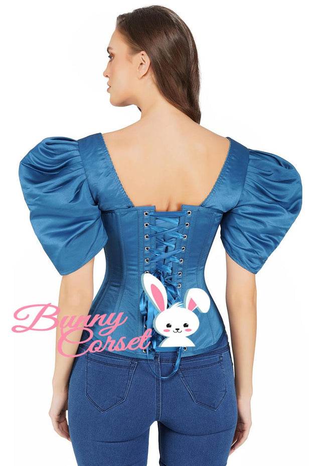 Thalia Bespoke Blue Satin Corset