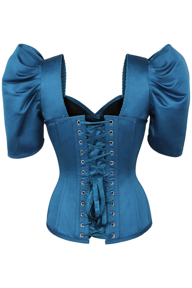 Thalia Bespoke Blue Satin Corset