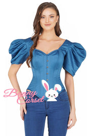 Thalia Bespoke Blue Satin Corset
