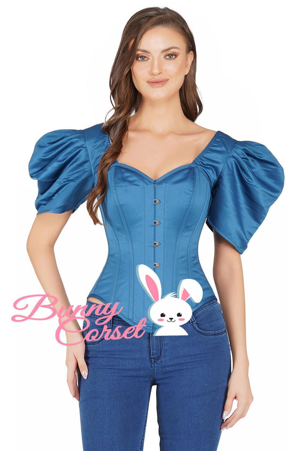 Thalia Bespoke Blue Satin Corset
