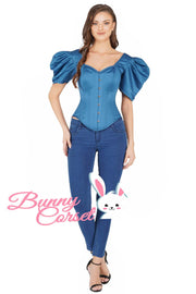 Thalia Bespoke Blue Satin Corset