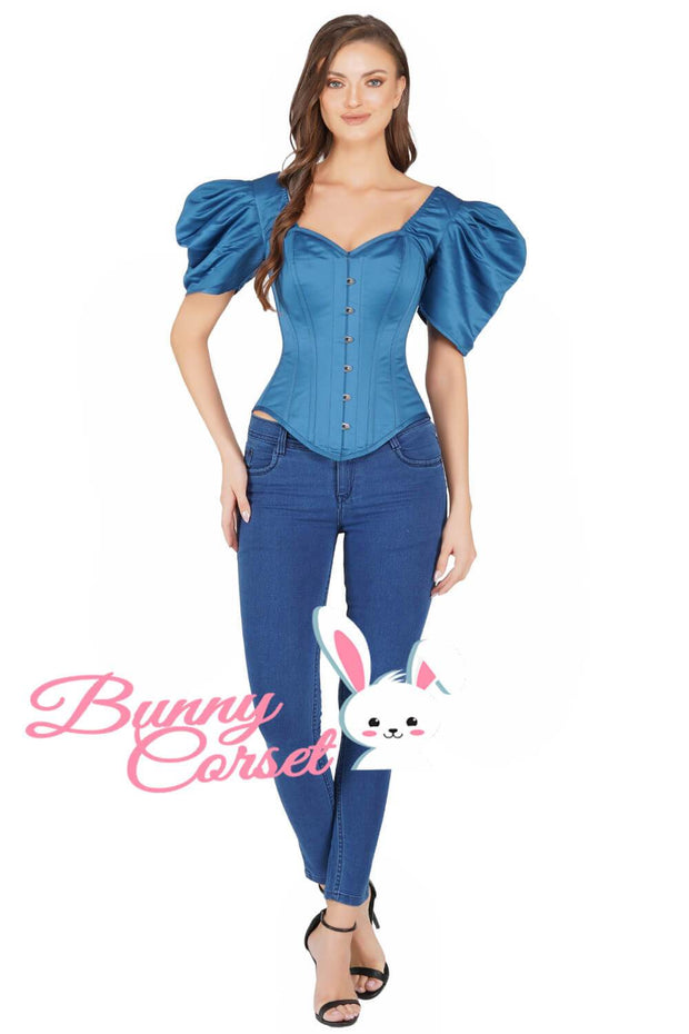 Thalia Bespoke Blue Satin Corset