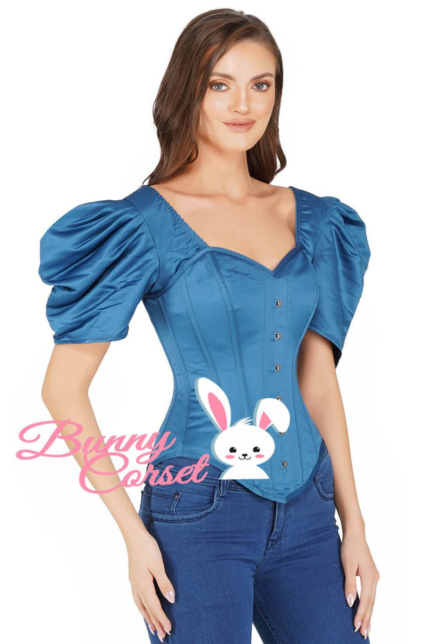 Thalia Bespoke Blue Satin Corset