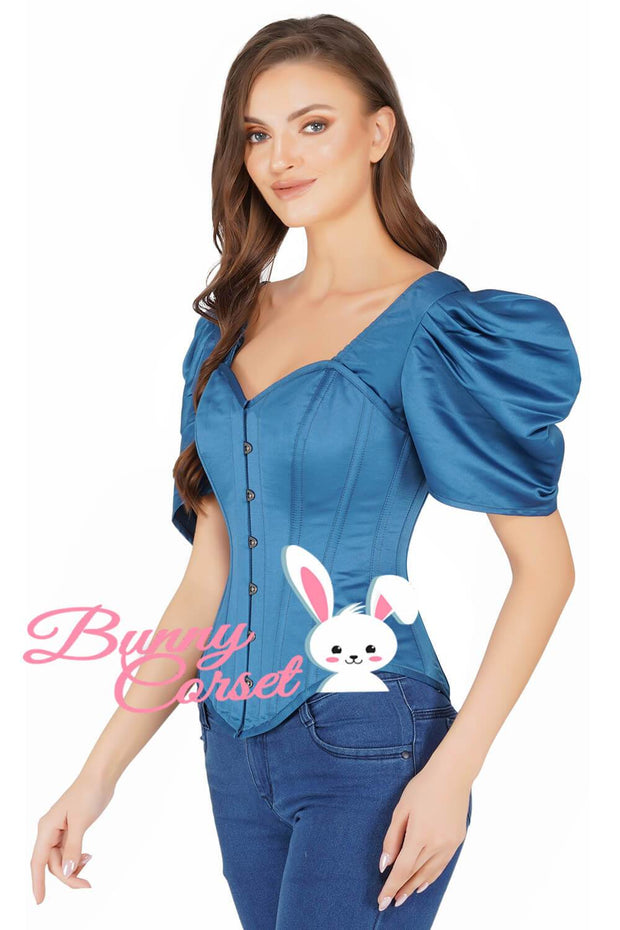 Thalia Bespoke Blue Satin Corset