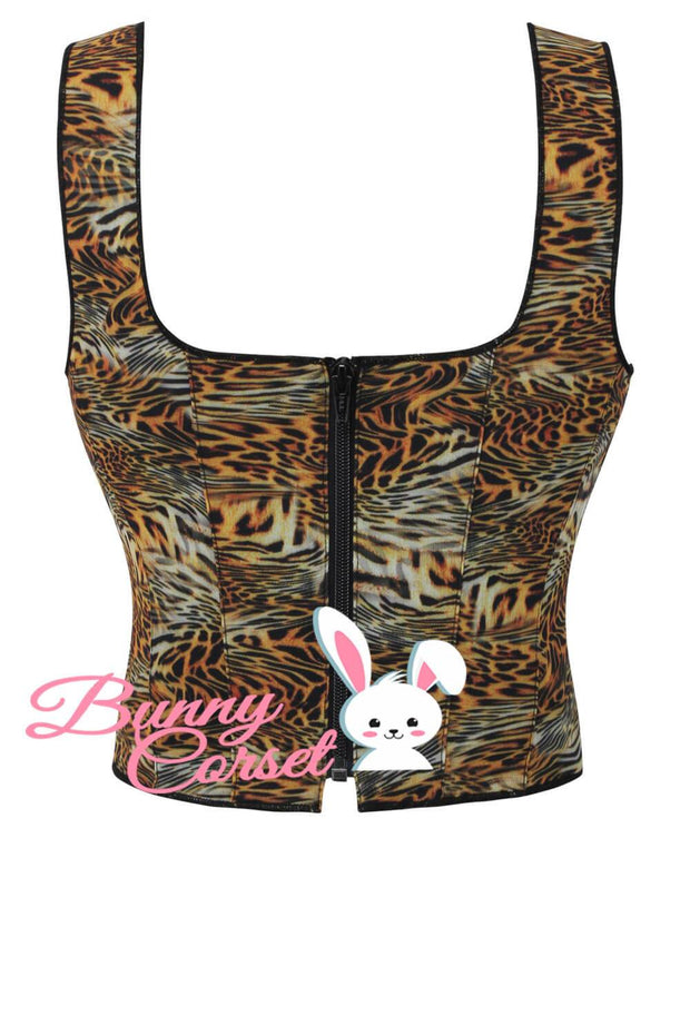 Della Tiger Print Mesh Corset Top