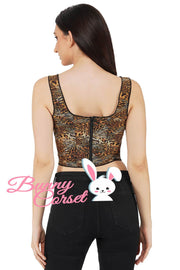 Della Tiger Print Mesh Corset Top