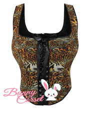 Della Tiger Print Mesh Corset Top