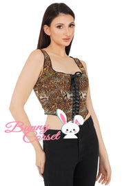 Della Tiger Print Mesh Corset Top