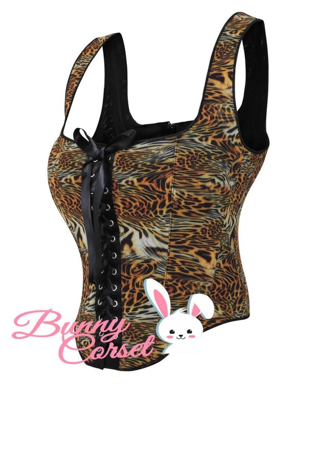 Della Tiger Print Mesh Corset Top