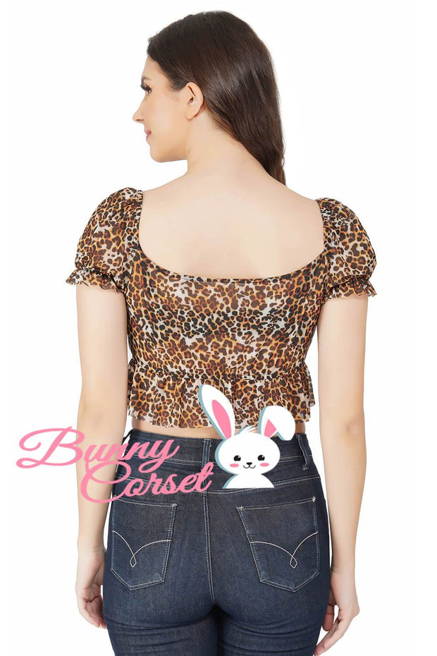 Agatha Leopard Print Mesh Top