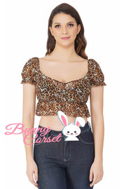 NBS - Agatha Leopard Print Mesh Top