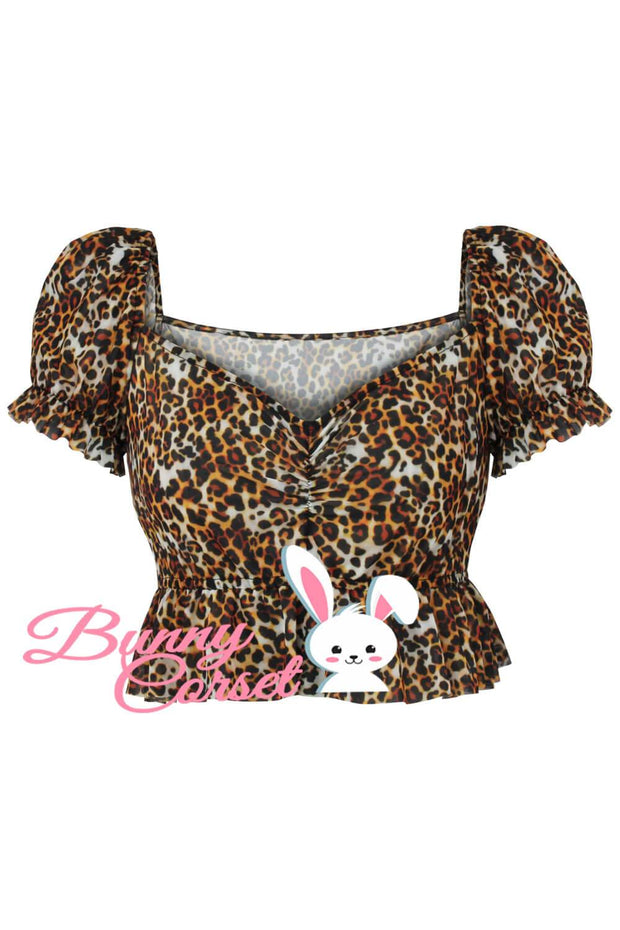 NBS - Agatha Leopard Print Mesh Top