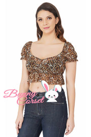 NBS - Agatha Leopard Print Mesh Top