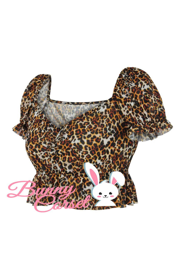 NBS - Agatha Leopard Print Mesh Top