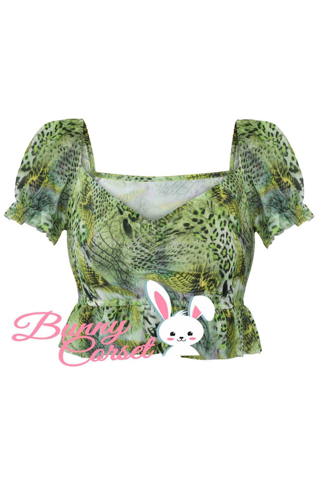 Giselle Snake Print Power Mesh Top