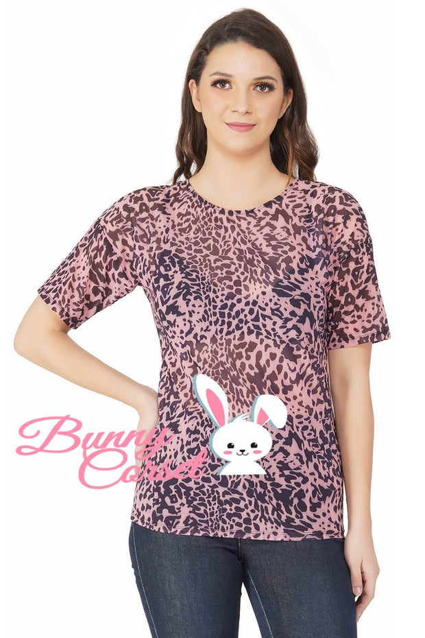 Kalene Leopard Print Mesh Top