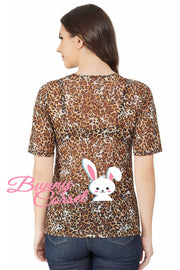 Faina Leopard Print Mesh Top