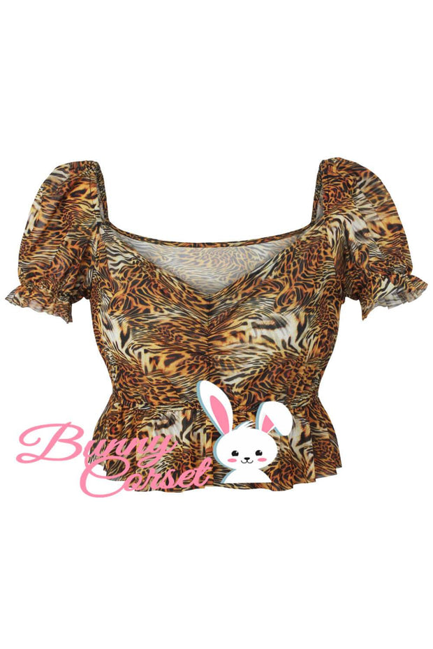 Elanie Tiger Print Mesh Top