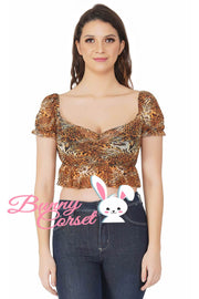 Elanie Tiger Print Mesh Top