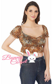 Elanie Tiger Print Mesh Top