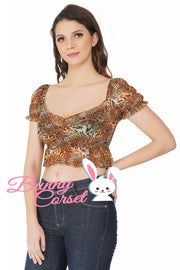 Elanie Tiger Print Mesh Top