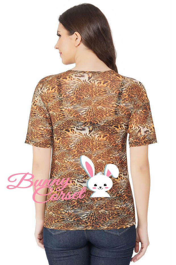 Bastina Tiger Print Mesh Top