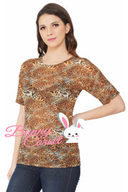 Bastina Tiger Print Mesh Top