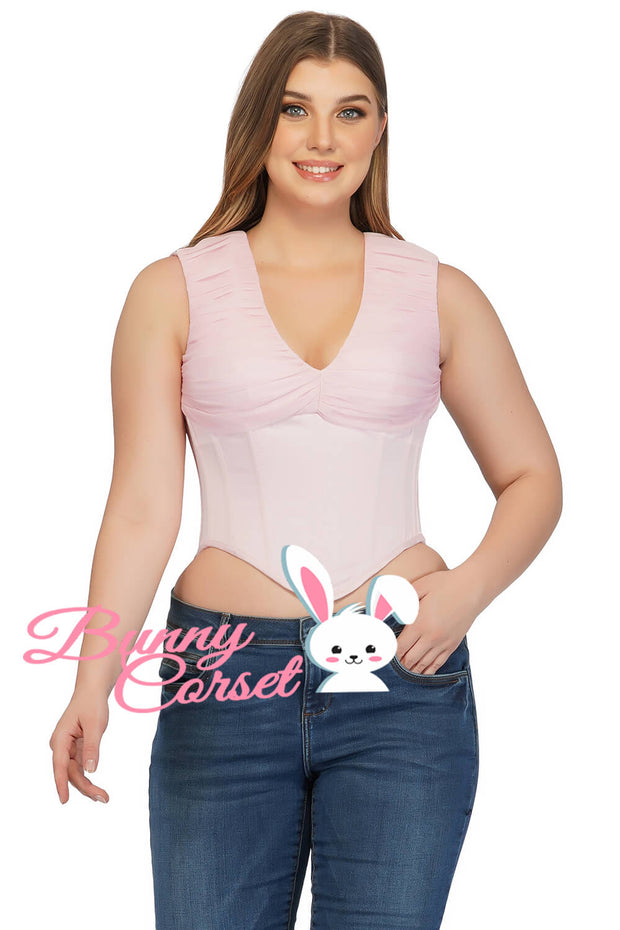Melanie Satin with Mesh Zipper Corset