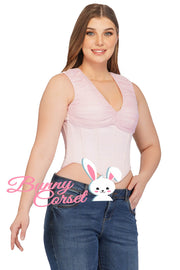 Melanie Satin with Mesh Zipper Corset