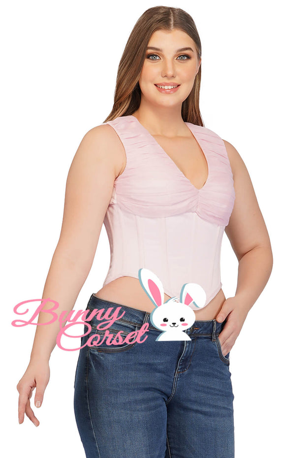 Melanie Satin with Mesh Zipper Corset