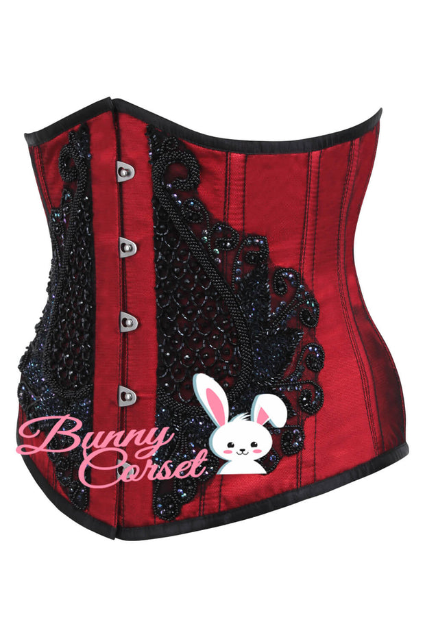 Ariah Red Satin Lace Overlay Couture Corset