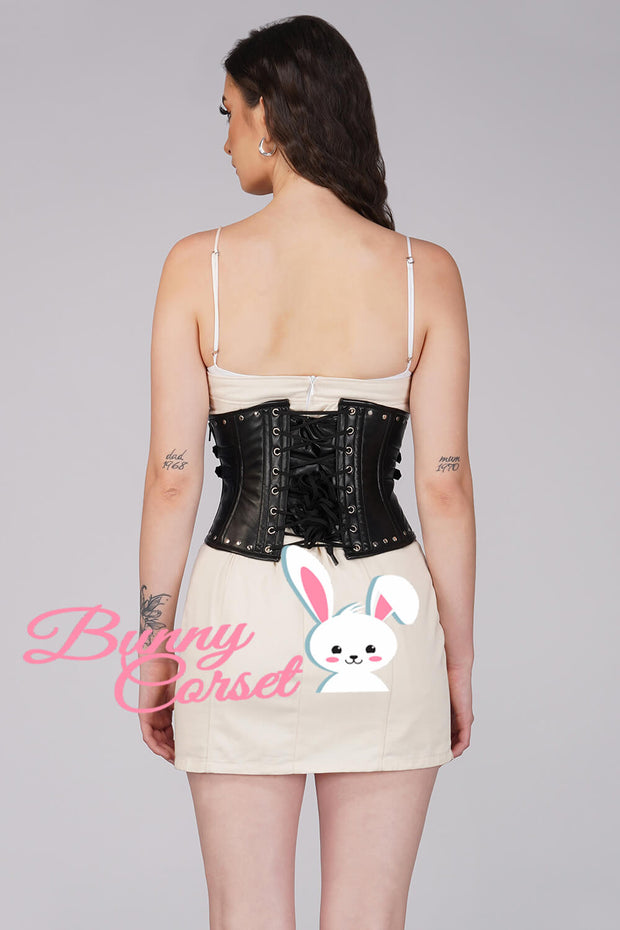 Dashawn Black Faux Leather Underbust Corset