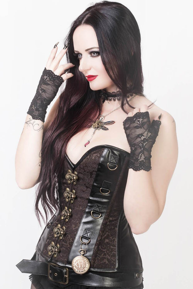 Reyna Steampunk Overbust Corset with Detachable Belt