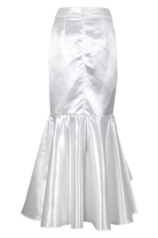 Elya Custom Made White Long Skirt with Ruffle