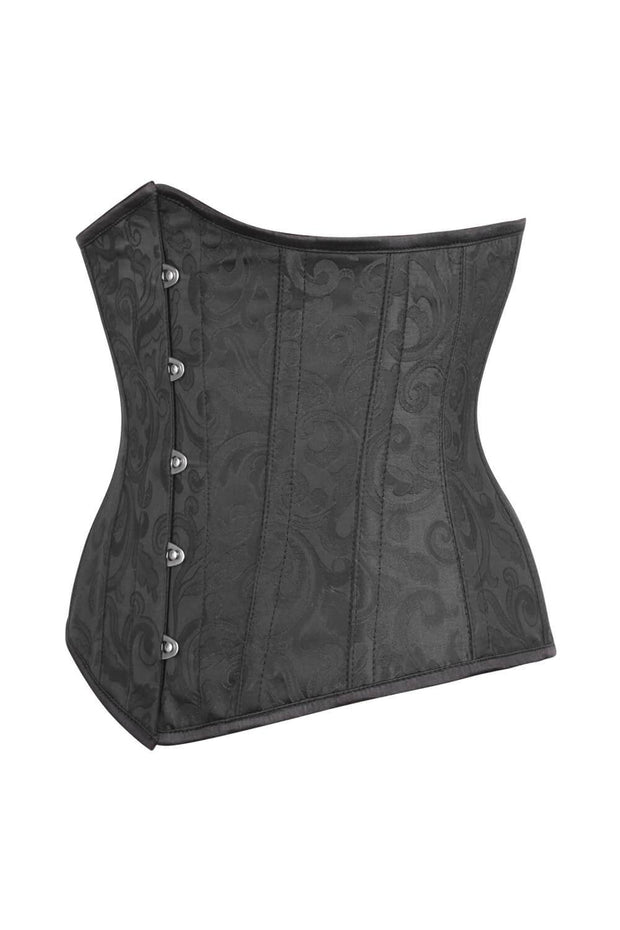 Black Brocade Waist Reducing Corset