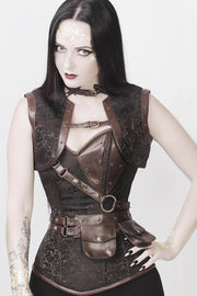 Alexa Custom Made Brown Brocade Steampunk Overbust Corset