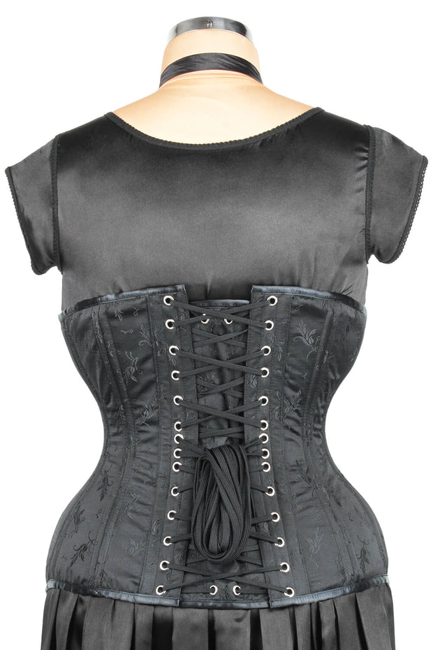 Black Brocade Waist Training Corset (ELC-102)