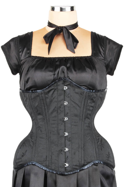Black Brocade Waist Training Corset (ELC-102)