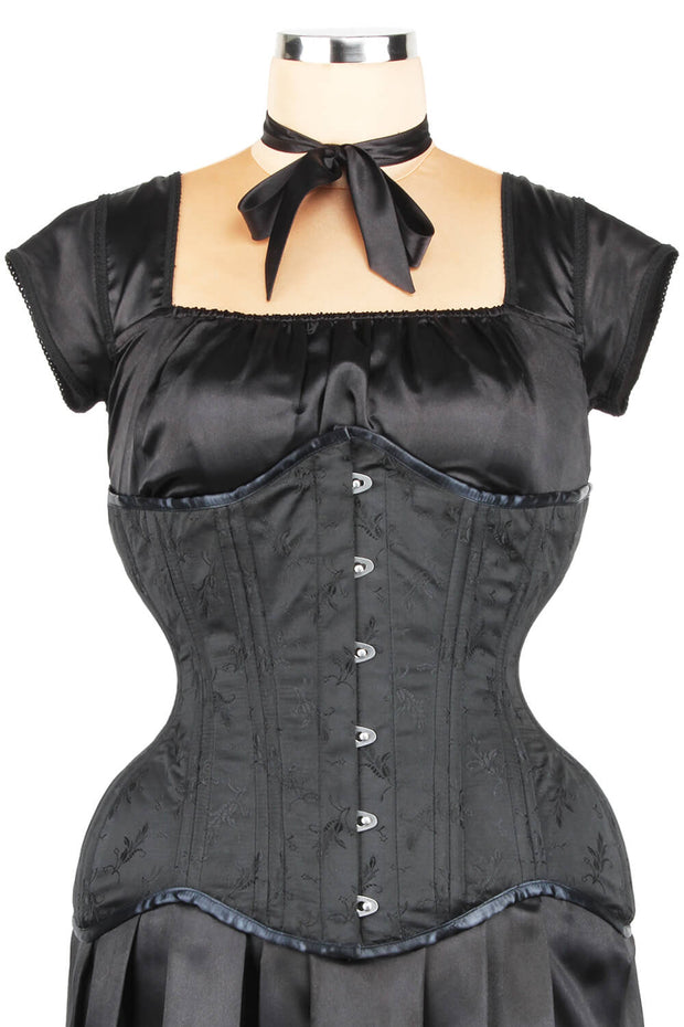 Black Brocade Waist Training Corset (ELC-102)