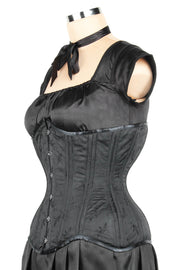 Black Brocade Waist Training Corset (ELC-102)