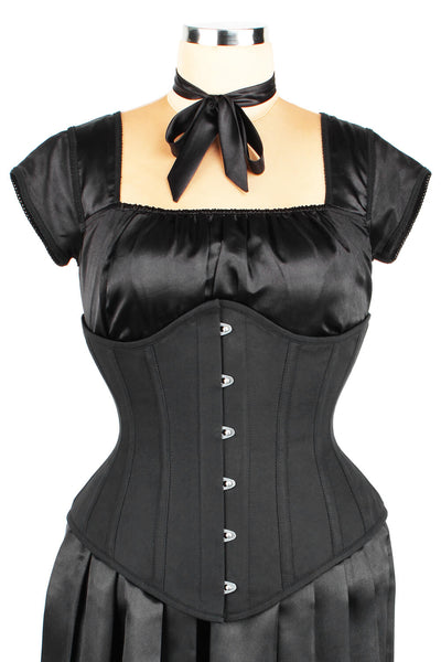 Steel Boned Black Cotton Corset (ELC-601)