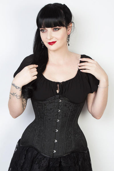 Waist Trainer Custom Made Black Underbust Brocade Corset (ELC-102)