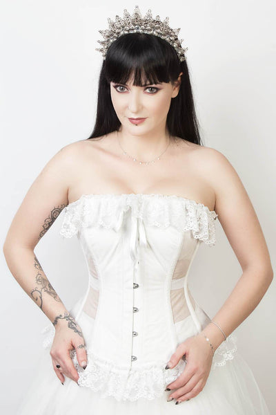 Mesh with Cotton Custom Made Burlesque Overbust Corset (ELC-401)