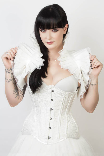 Waist Trainer Custom Made Ivory Underbust Brocade Corset (ELC-102)