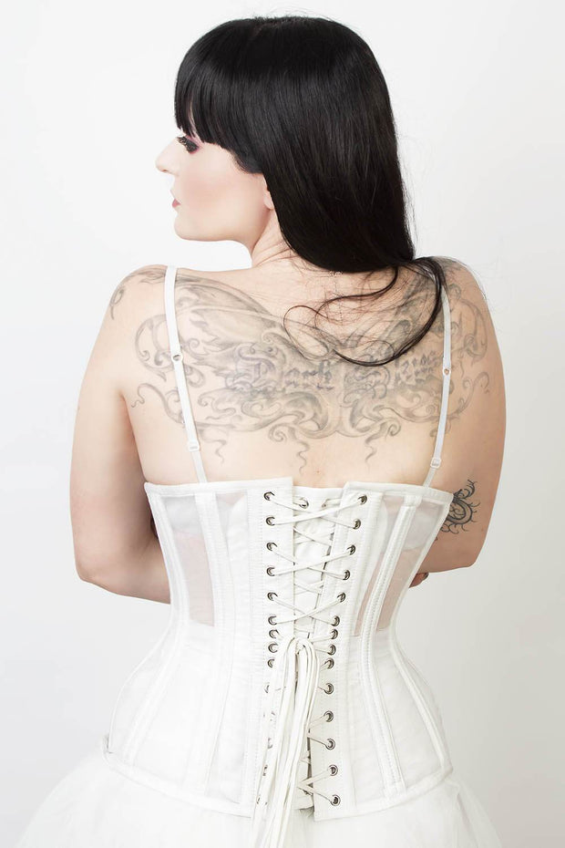 Presley Mesh with Cotton Waist Training White Corset