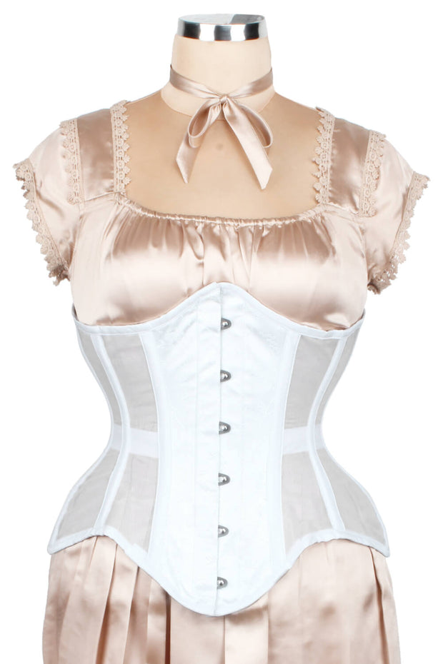 Mesh with Floral Brocade Underbust Corset (ELC-501)