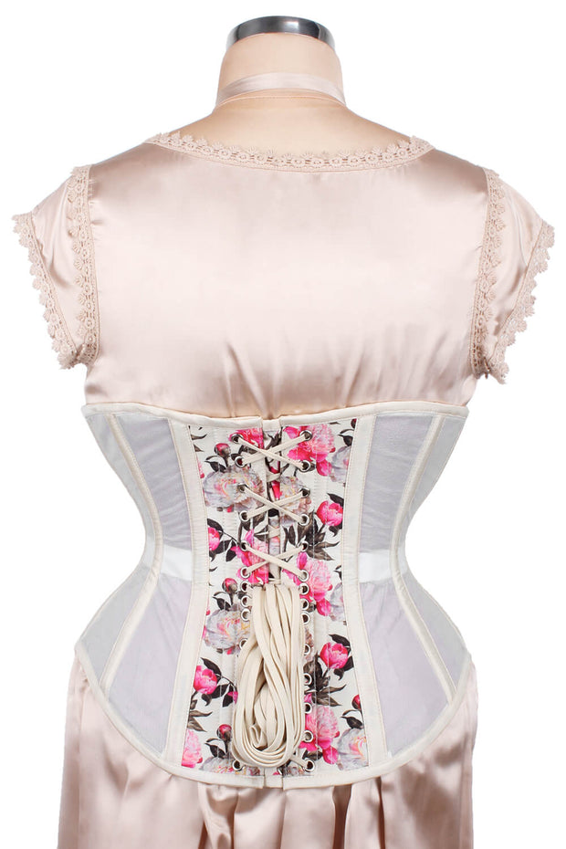 Mesh with Floral Print Taffeta Corset (ELC-601)