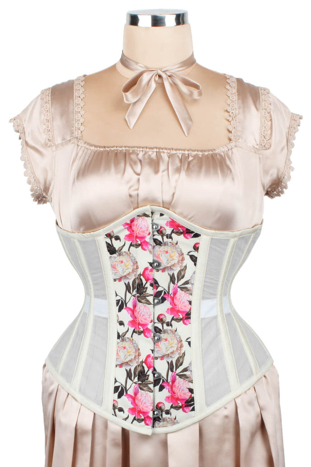 Mesh with Floral Print Taffeta Corset (ELC-601)