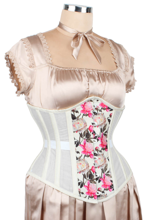 Mesh with Floral Print Taffeta Corset (ELC-601)