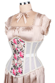 Mesh with Floral Print Taffeta Corset (ELC-601)